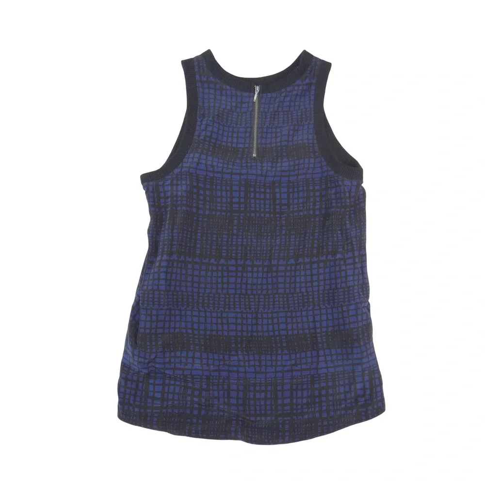 Michael Stars Womens Blue Black Grid Sleeveless High-Low Top Back‎ Zip XS 3231